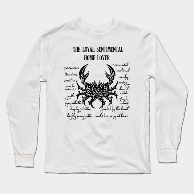 Cancer Star Sign Personality Traits Long Sleeve T-Shirt by Jambo Designs